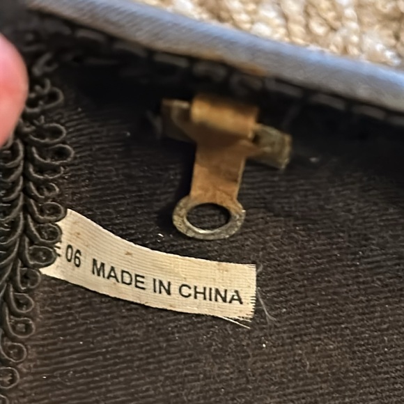 Vintage rhinestone silver velvet steel clutch shoulder bag - Picture 7 of 9